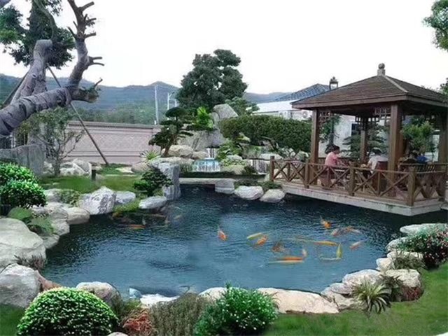 黑龙江庭院鱼池假山设计